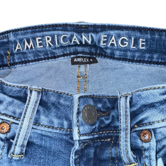 American Eagle Women’s Jeans SZ 29/28 Wed Blue Fading Vintage Skinny Whiskering - Picture 3 of 6